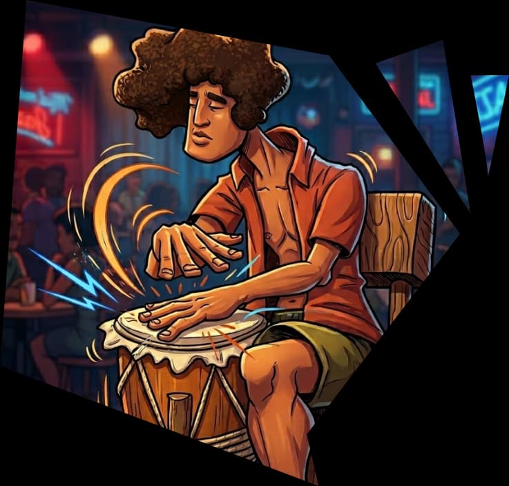 Ilustración de una persona tocando un tambor