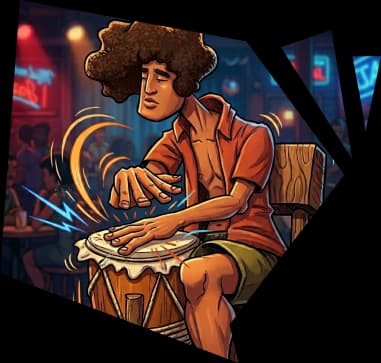 Ilustración de una persona tocando un tambor